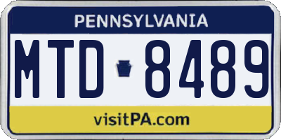 PA license plate MTD8489