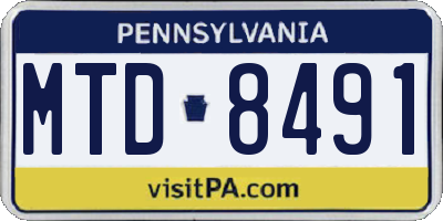 PA license plate MTD8491