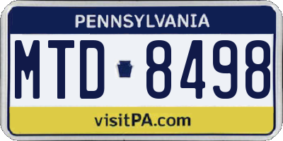 PA license plate MTD8498