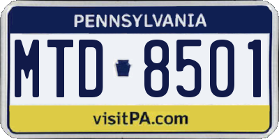 PA license plate MTD8501