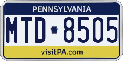 PA license plate MTD8505
