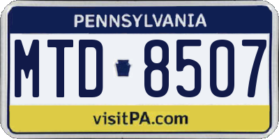 PA license plate MTD8507