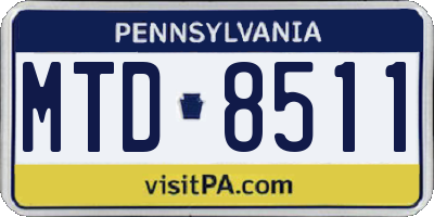 PA license plate MTD8511