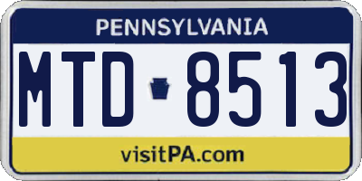 PA license plate MTD8513