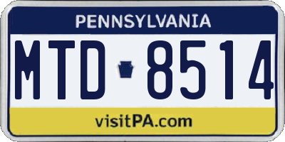 PA license plate MTD8514