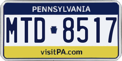 PA license plate MTD8517