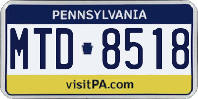 PA license plate MTD8518