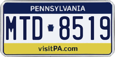 PA license plate MTD8519
