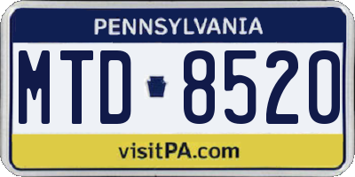 PA license plate MTD8520