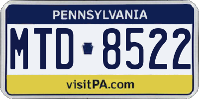 PA license plate MTD8522