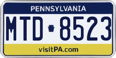 PA license plate MTD8523