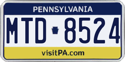 PA license plate MTD8524