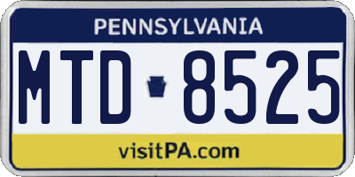 PA license plate MTD8525