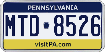PA license plate MTD8526