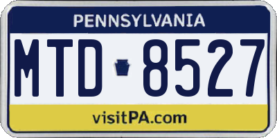 PA license plate MTD8527