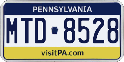 PA license plate MTD8528