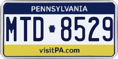 PA license plate MTD8529