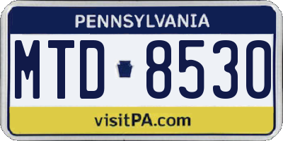 PA license plate MTD8530