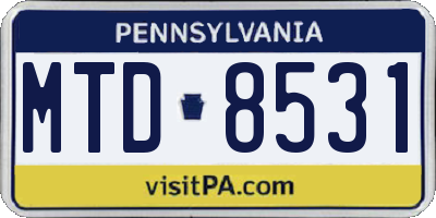 PA license plate MTD8531