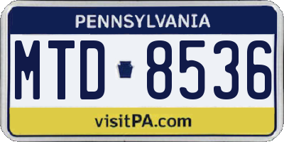 PA license plate MTD8536
