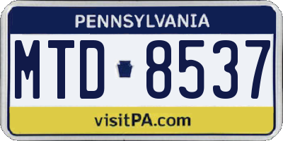 PA license plate MTD8537