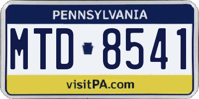 PA license plate MTD8541