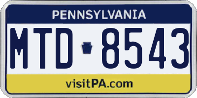 PA license plate MTD8543