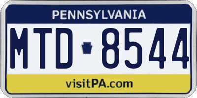 PA license plate MTD8544