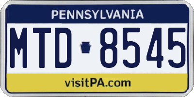 PA license plate MTD8545