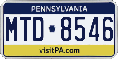 PA license plate MTD8546