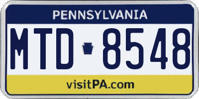 PA license plate MTD8548