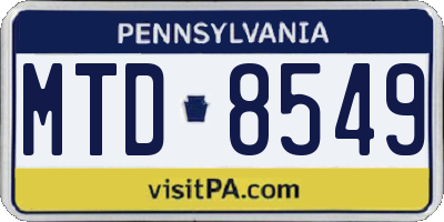 PA license plate MTD8549