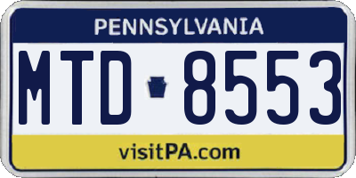 PA license plate MTD8553