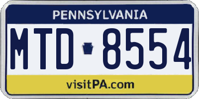 PA license plate MTD8554
