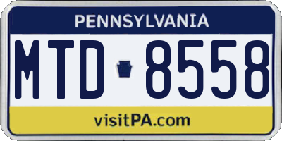 PA license plate MTD8558