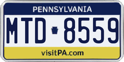 PA license plate MTD8559