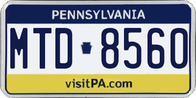 PA license plate MTD8560