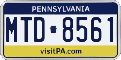 PA license plate MTD8561