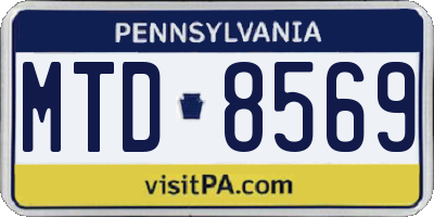 PA license plate MTD8569
