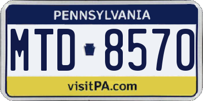 PA license plate MTD8570