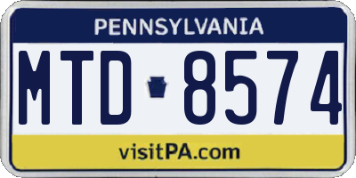 PA license plate MTD8574