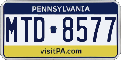 PA license plate MTD8577