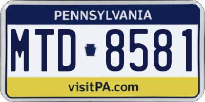 PA license plate MTD8581