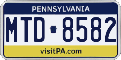 PA license plate MTD8582