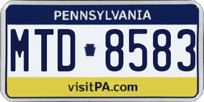 PA license plate MTD8583