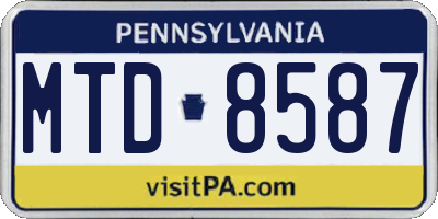 PA license plate MTD8587