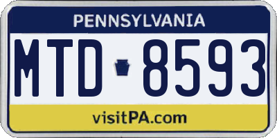 PA license plate MTD8593