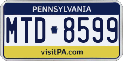 PA license plate MTD8599