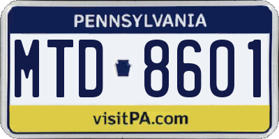 PA license plate MTD8601