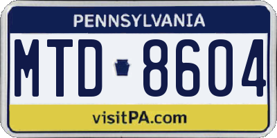 PA license plate MTD8604